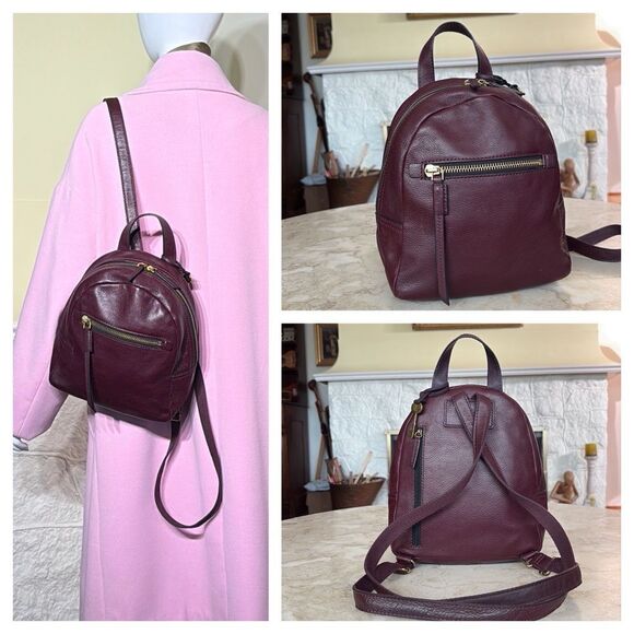 Fossil Handbags - Fossil Megan Leather Small Backpack Burgundy